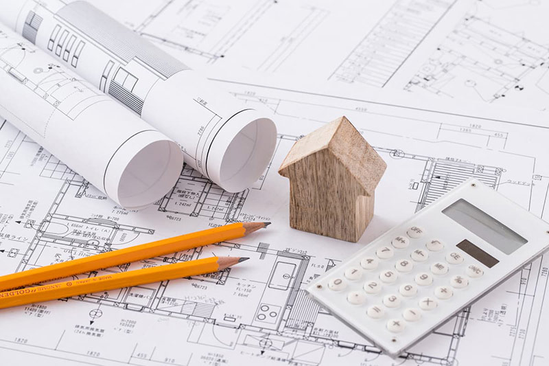 拾い出しに使う図面と道具のイメージ